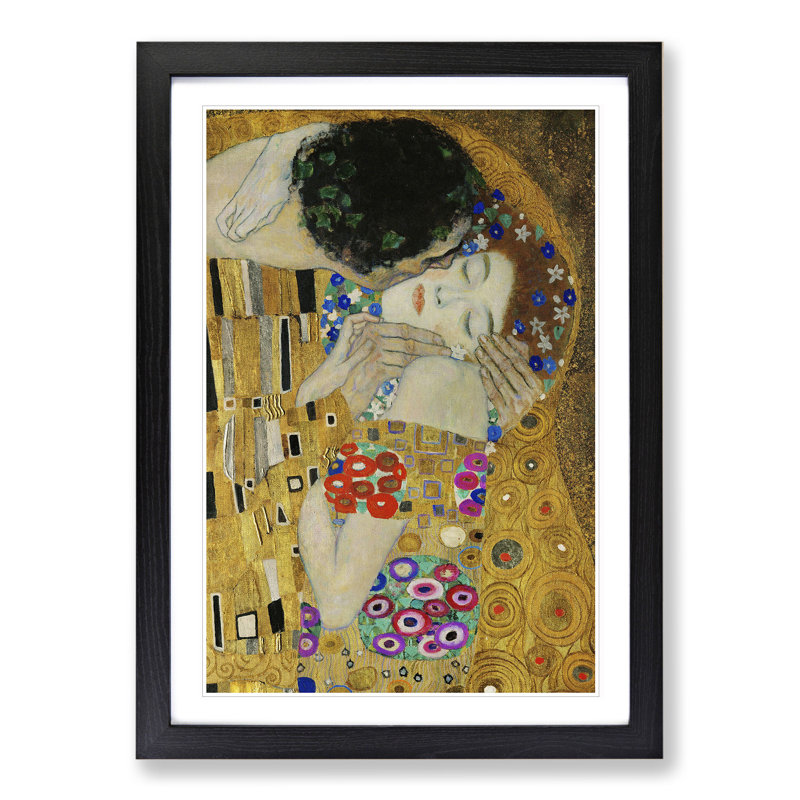 The Kiss Vol.3 by Gustav Klimt - Picture Frame Graphic Art, 48cm H x 36cm W x 2cm D, Black Framed