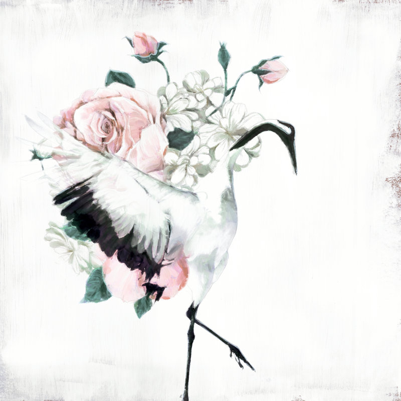 Flower Crane - Wrapped Canvas Painting, 30cm H x 30cm W x 3.8cm D
