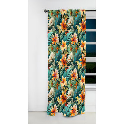 Tropical Essence - Motif tropical II - Rideau tropical - Velours obscurcissant - 1 panneau