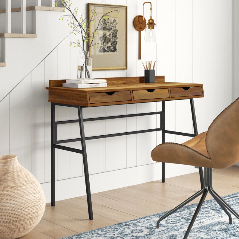 Canal 3-Drawer 42" Writing Desk, Rustic Oak