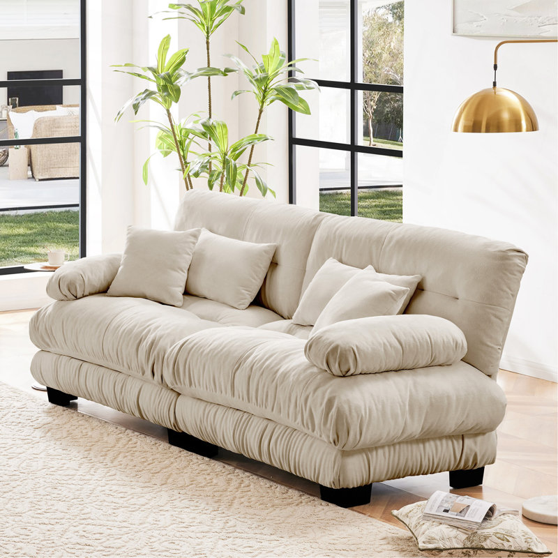 Stoughton Modern 2-Seater Chenille Upholstered Sofa, Light Coffee