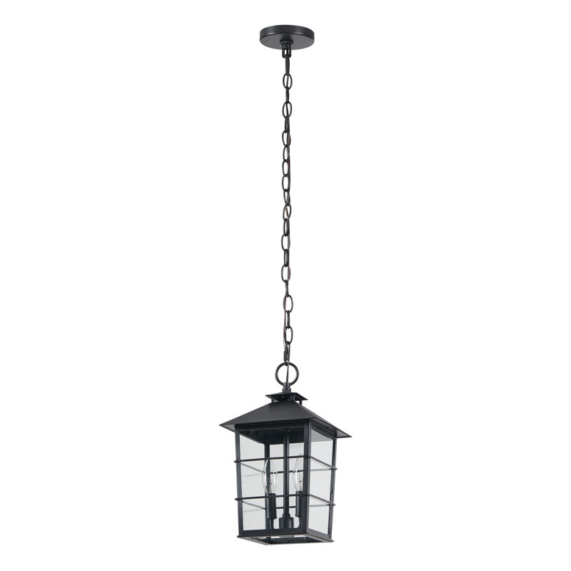 90"H Adjustable Farmhouse Outdoor Pendant Light Black