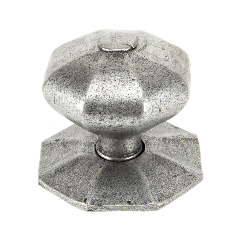 Octagonal Centre Door Knob, Pewter Patina