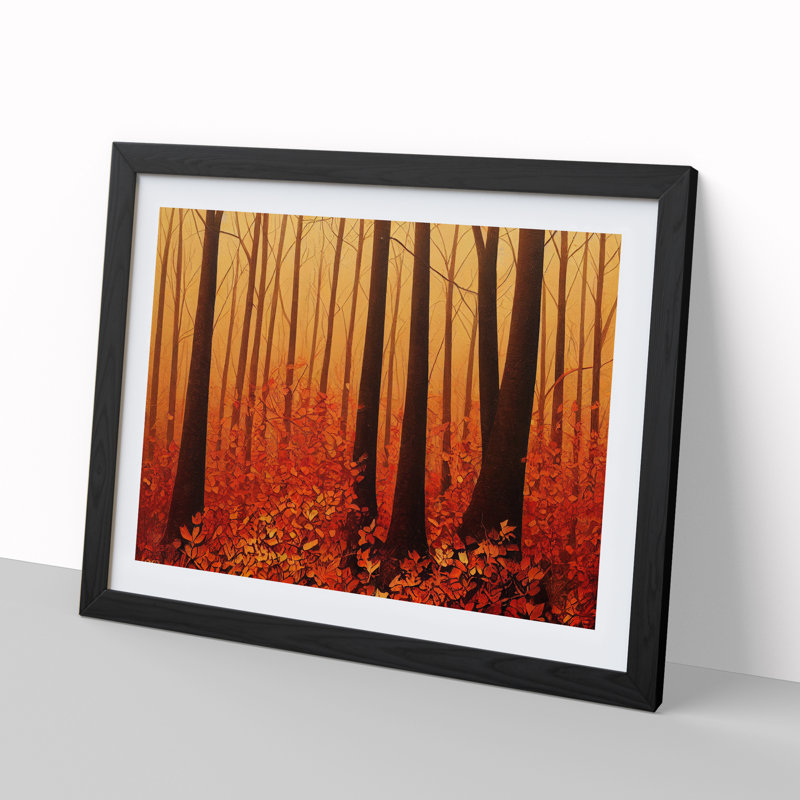 Expressive Autumn Forest - Single Picture Frame Painting, Black, 46cm H x 64cm W x 2cm D