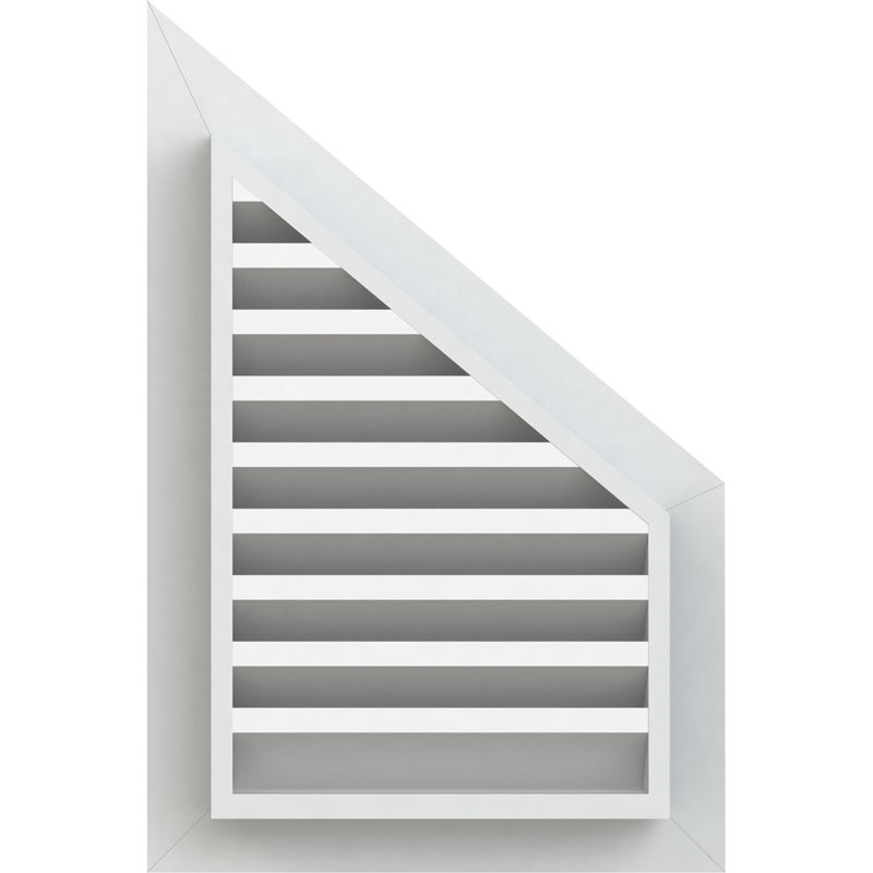 Half Peaked Top Left Functional Gable Vent with 1" x 4" Flat Trim Frame, 33" H x 17" W x 3" D, 5/12 Pitch