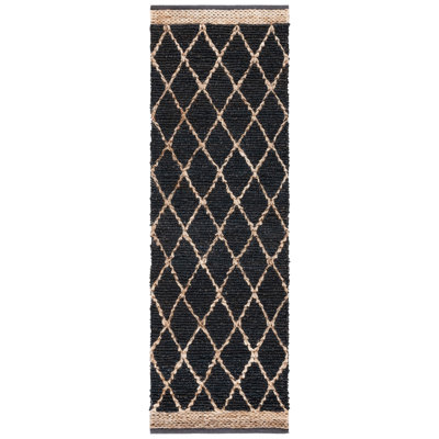 Alderson Natural Fiber Hand Loomed Jute/Cotton Geometric Rug in Charcoal