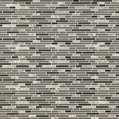 Antique Sable Interlocking 12 in. x 14 in. Stone Glass Blend Mosaic Wall Tile
