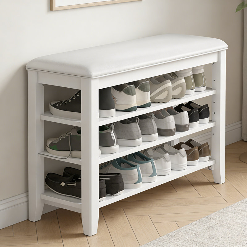Banc d'entrée pour chaussures avec tablettes réglables, H 20,6 po x l 31,5 po x P 11,8 po