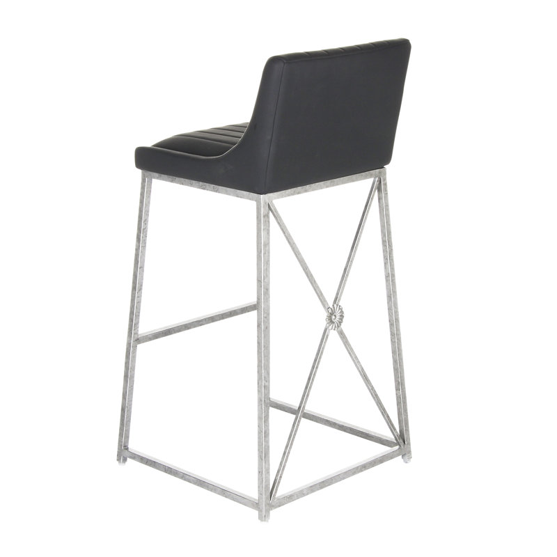 Medallion Stool, Royal Silver, Bar Stool (30'' Seat Height), Black