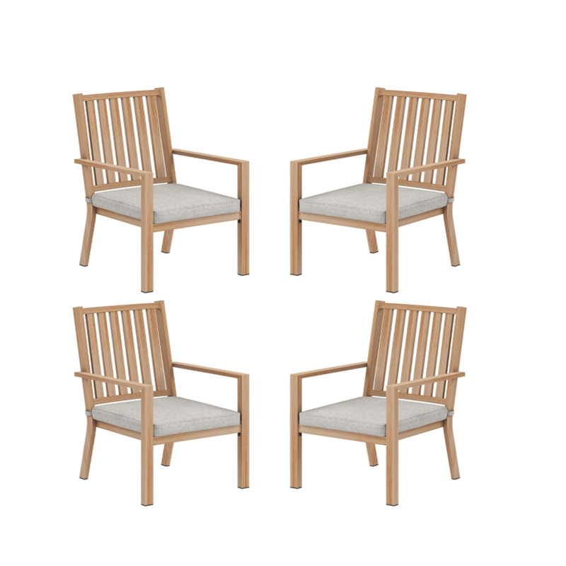 Ensemble de 4 chaises de patio en aluminium toutes saisons avec tissu en polyester gris et kaki