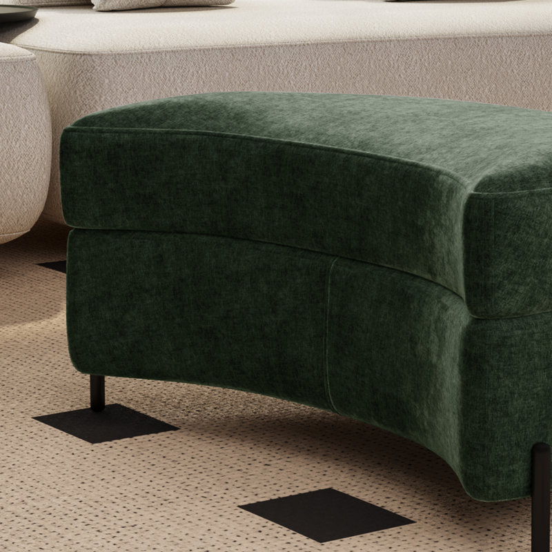 33.7" W Upholstered Storage Ottoman With Reversible Top, Green