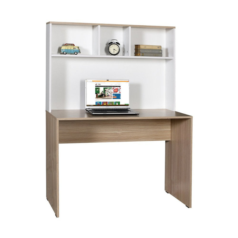 Modern Scandinavian Study Desk, Oak & White | 100% Melamine Coated Particle Board, Thickness: 0.6 inches | Sleek Design for Home Office & Study, Durable & Stylish Workspace Solution