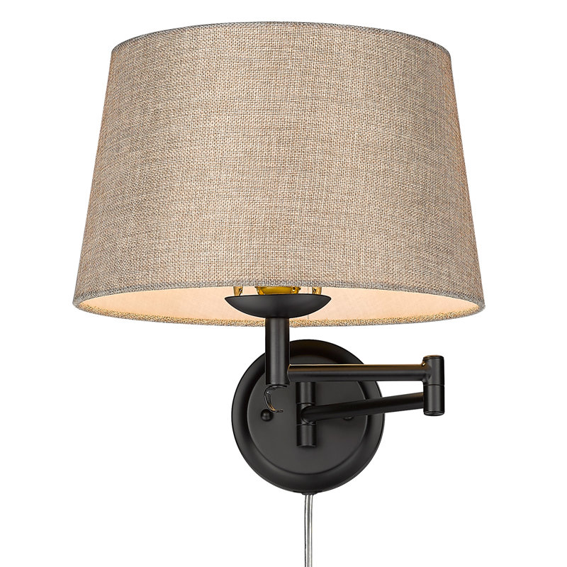 Applique murale articulée 1 lumière Arguelles, Sisal naturel, Noir mat