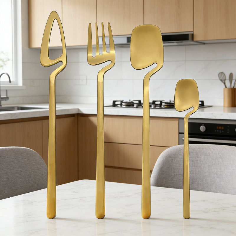 Ensemble de couverts 32 pièces en acier inoxydable 32 pièces pour 8, 304 avec conception à suspendre pour la cuisine et le restaurant