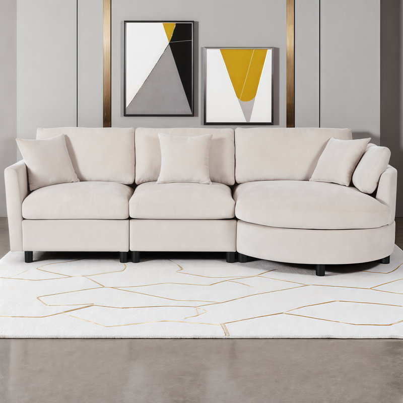 Canapé modulaire en méridienne courbé Cloud-Like - Confort moelleux pour les petits espaces et la vie moderne, Beige