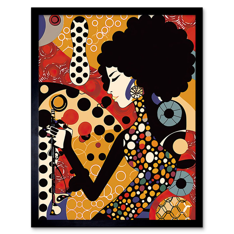 Soul Music Singer Multicoloured Dots Pattern - Single Picture Frame Print