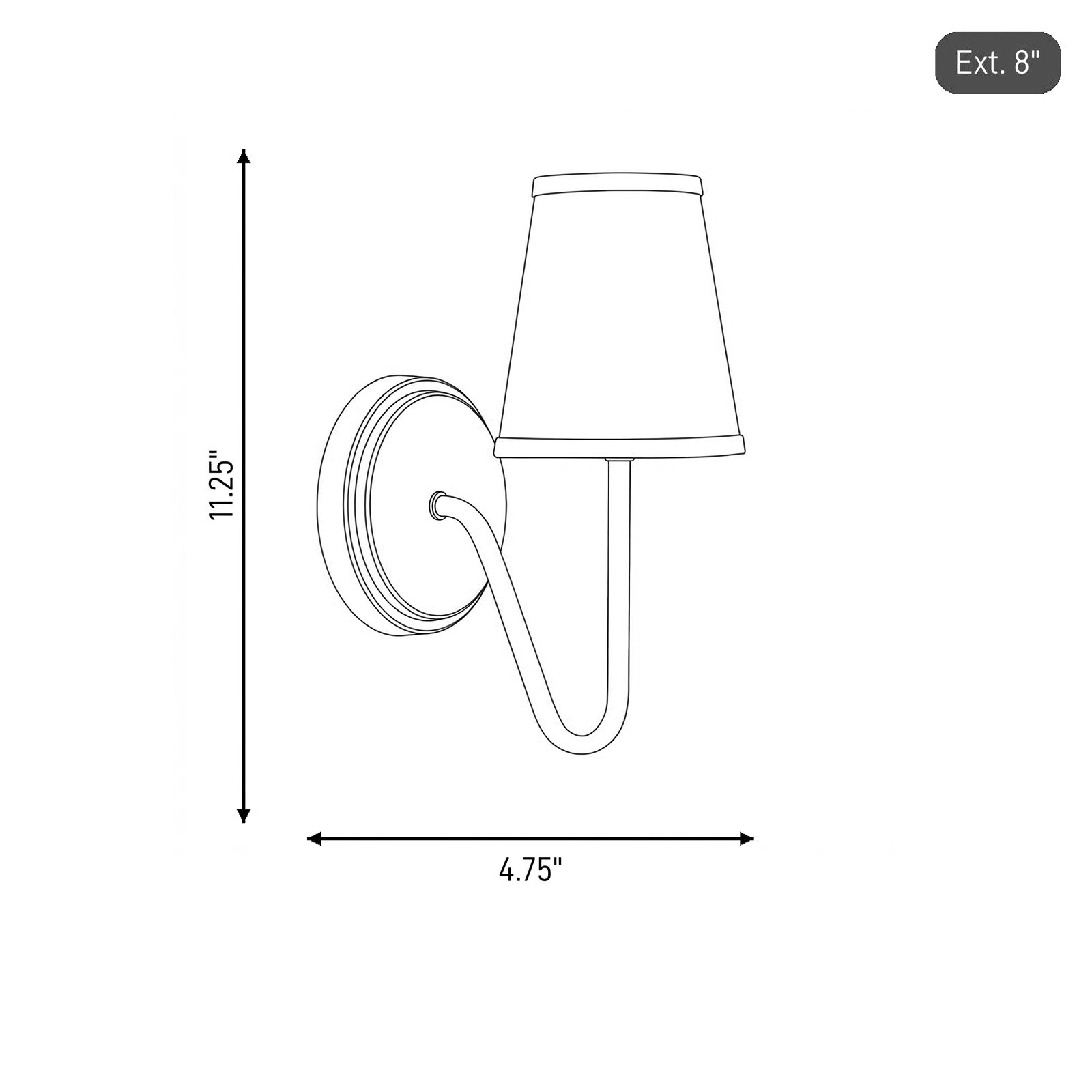 Ponta Single Light Dimmable Armed Sconce, Natural Brass