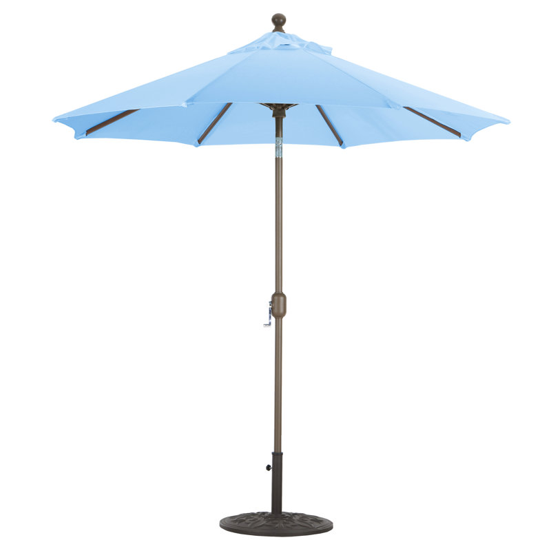 Parasol de marché de 7,5 pi Nadasha, Bronze antique, Bleu ciel