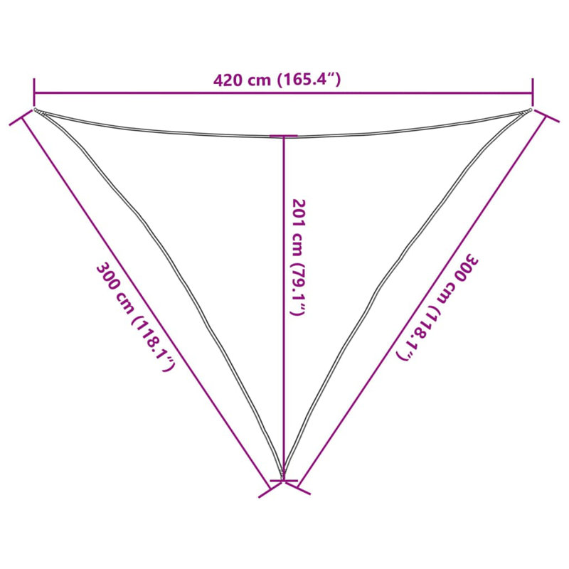  Sunshade Sail 160 G/M² Triangular Light Grey 3X3x4.2 M HDPE