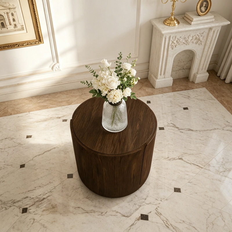 Table d'appoint ronde d'extérieur d'intérieur, Brown