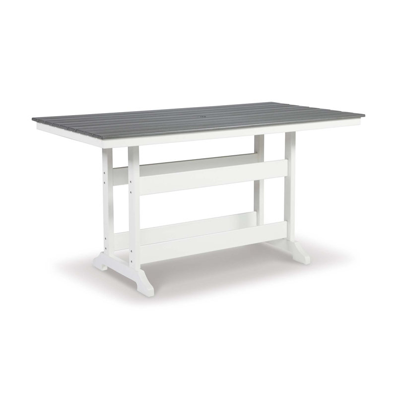 Chrisann Outdoor Dining Table With Umbrella Hole , in. W in. D, Turquoise, White