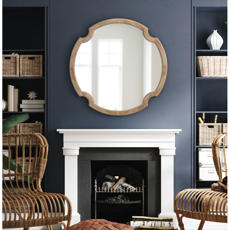 Miroir Illinois festonné 28 x 28, Naturel