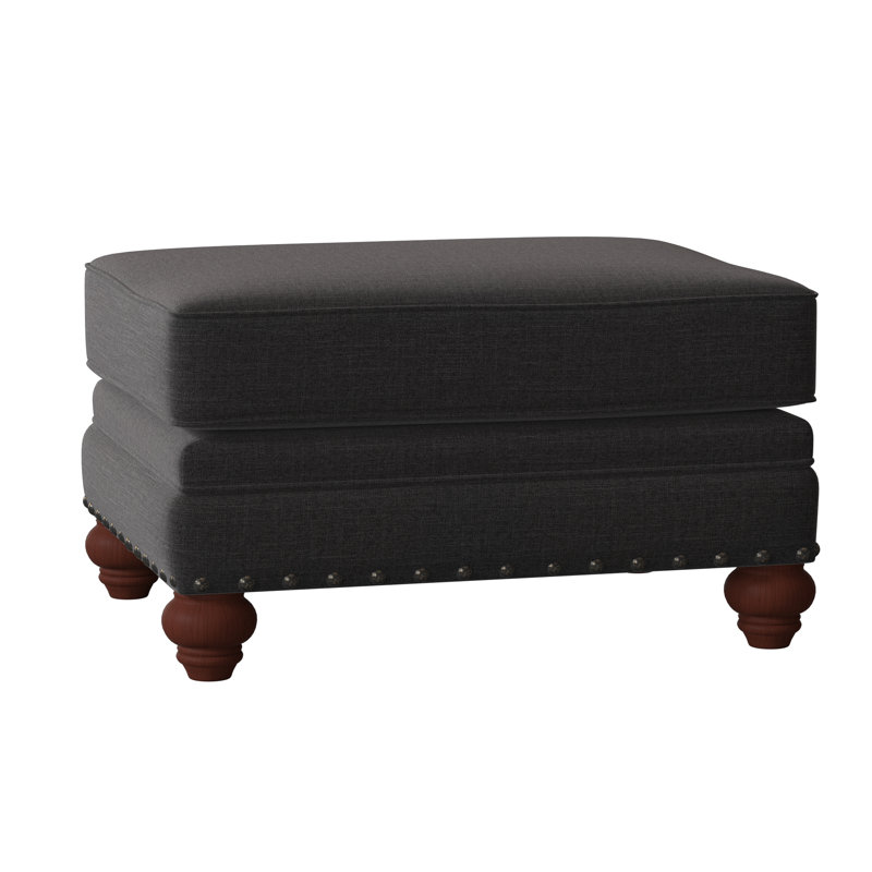Spratt Upholstered Ottoman, Manhattan, Paradigm 45 Black, Dark Brass