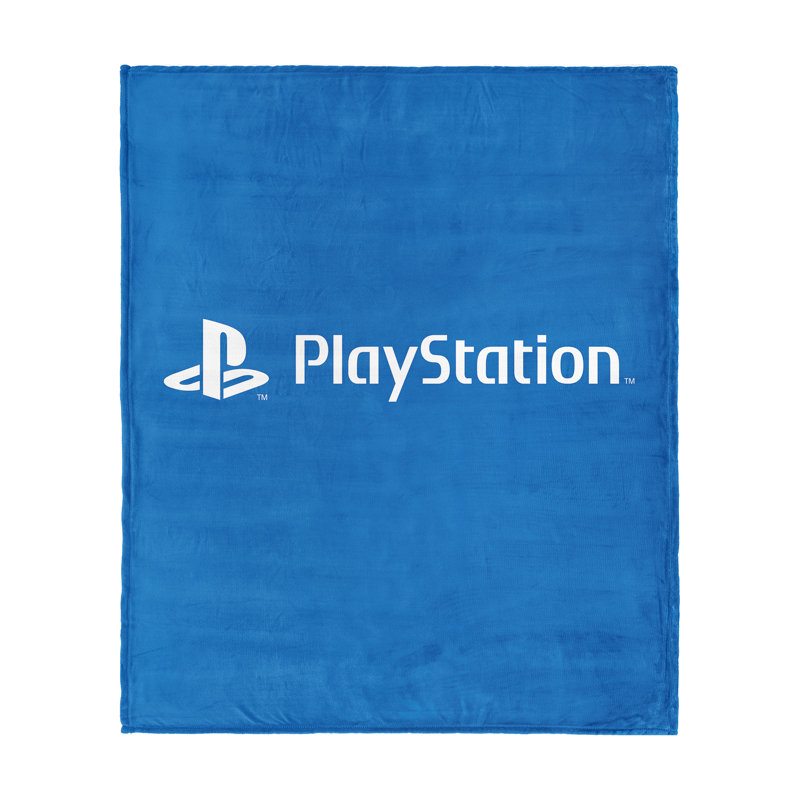 Plaid imprimé Playstation 117 x 152 cm, 100 % polyester, doux, confortable, léger et décoratif, Logo de la Playstation
