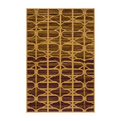 Machine Washable Trellis Brown Area Rug