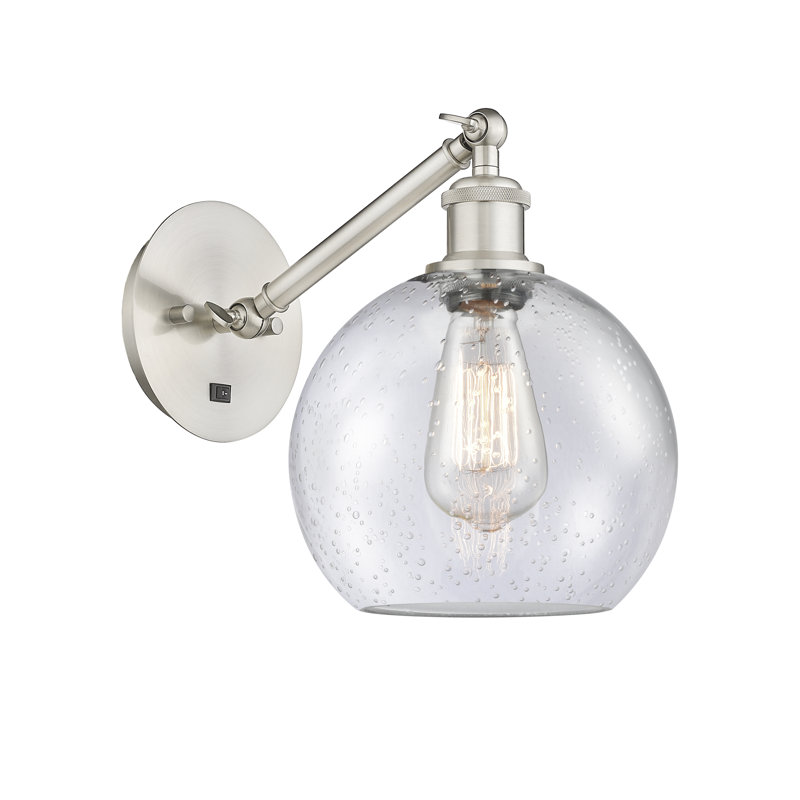 Applique murale 1 lumière 8 po avec bras ajustable Shauna 8 po., DEL, Nickel satiné brossé