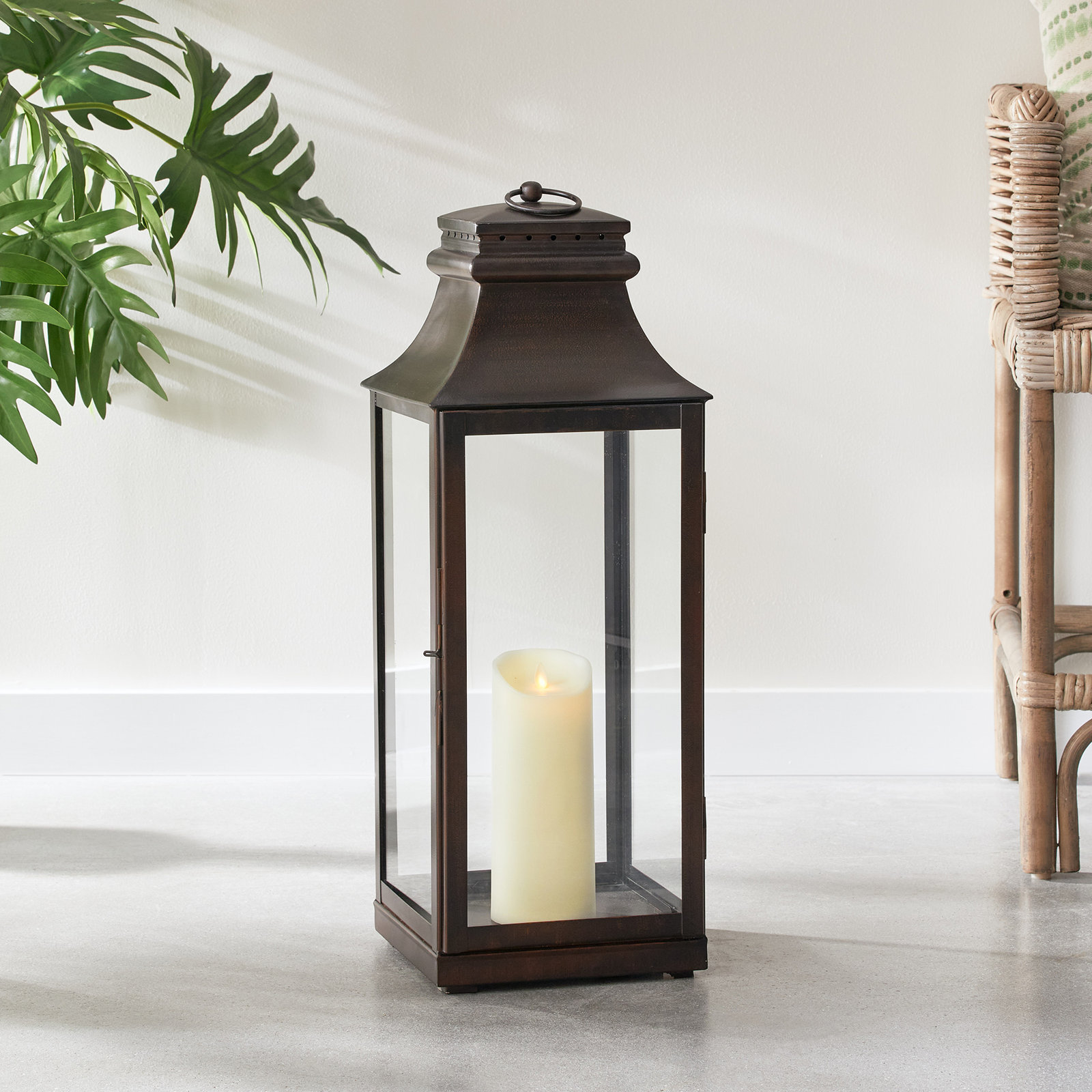 Idora Stainless Steel Lantern Holder, 26" H x 9.5" W x 9.5" D