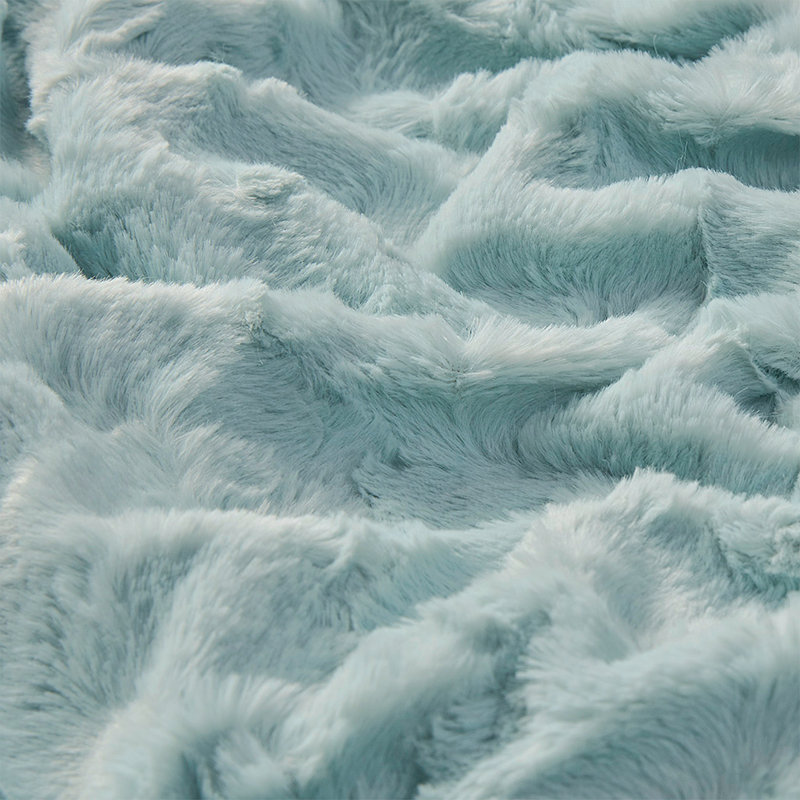 Oversized Faux Fur Throw, 69.99" L x 59.99" W, Aqua