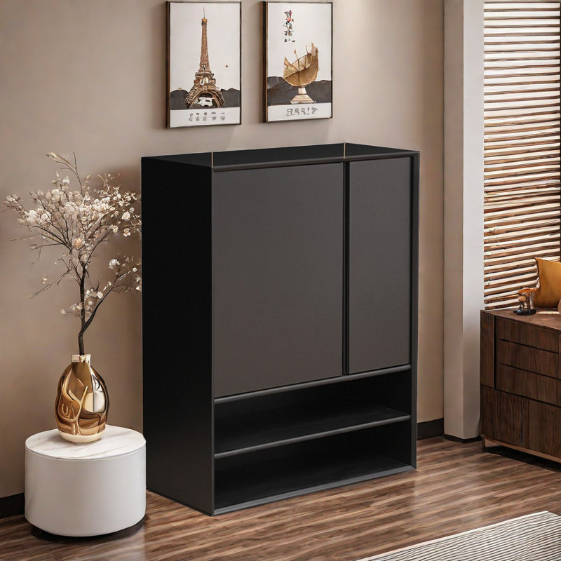 Armoire d'entrée pour chaussures en bois massif, Gris