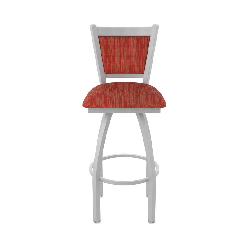 Tabouret pivotant Hadleigh, Tabouret de comptoir (siège d'une hauteur de 25 p, Nickel anodisé, Tissu - graphite coquelicot