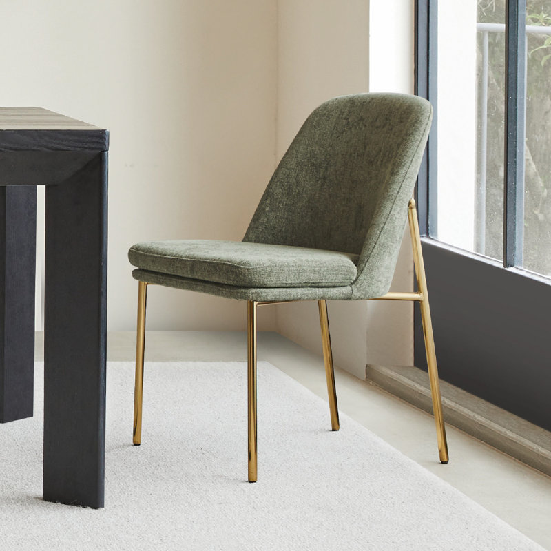 Chaise de salle à manger Angelick avec structure en métal, 3, Vert mousse