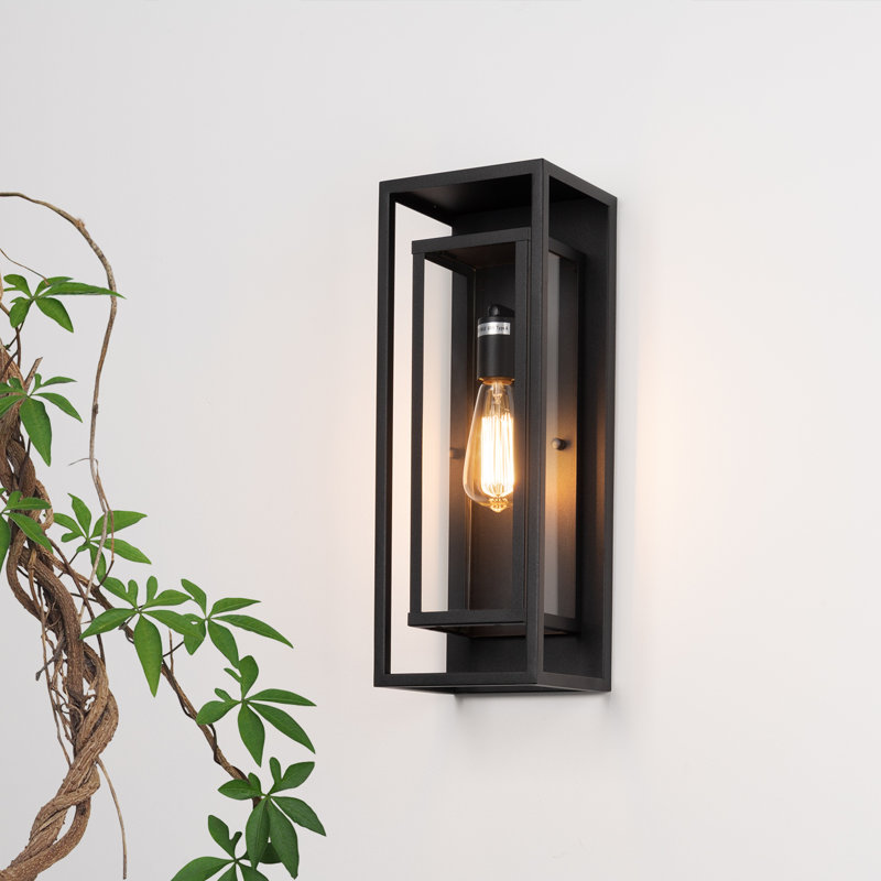 Classic Outdoor Wall Sconce 1 Light in Matte Black Rectangular, 18" H x 6.61" W x 5.71" D