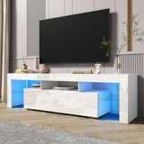 Peiqi TV Stand for TVs up to 70" with Remote Control LED Lights, Modern Media Console, Entertainment Center, 20 Colors LED TV Stand