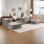 Canapé à compression Mahjong, canapé-lit convertible au sol, canapé modulaire modulaire désossé DIY, aucun assemblage requis, tissu polaire circulaire, surdimensionné à 4 places avec 2 repose-pieds, gris clair-1702646660
