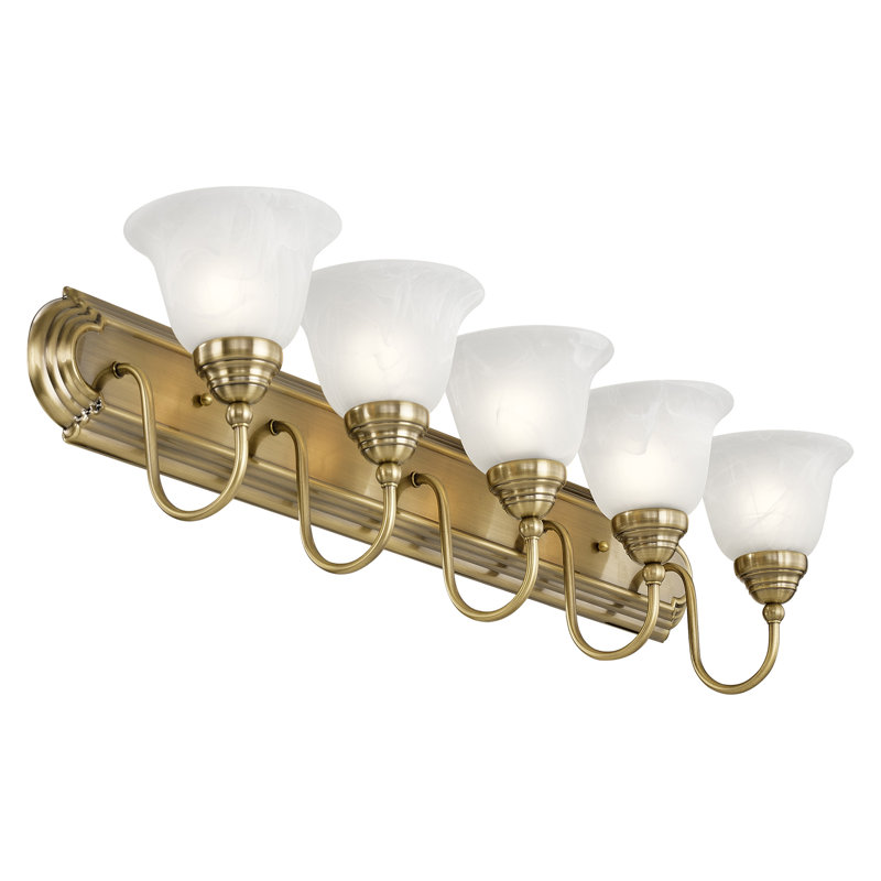 Éclairage de salle de bain à intensité variable 5 lumières Forestport, Laiton antique