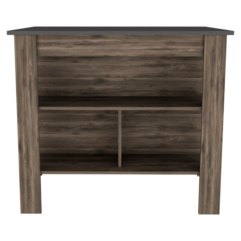 Îlot de cuisine, quatre pieds, trois tablettes - brun foncé / onyx, Brun foncé / onyx