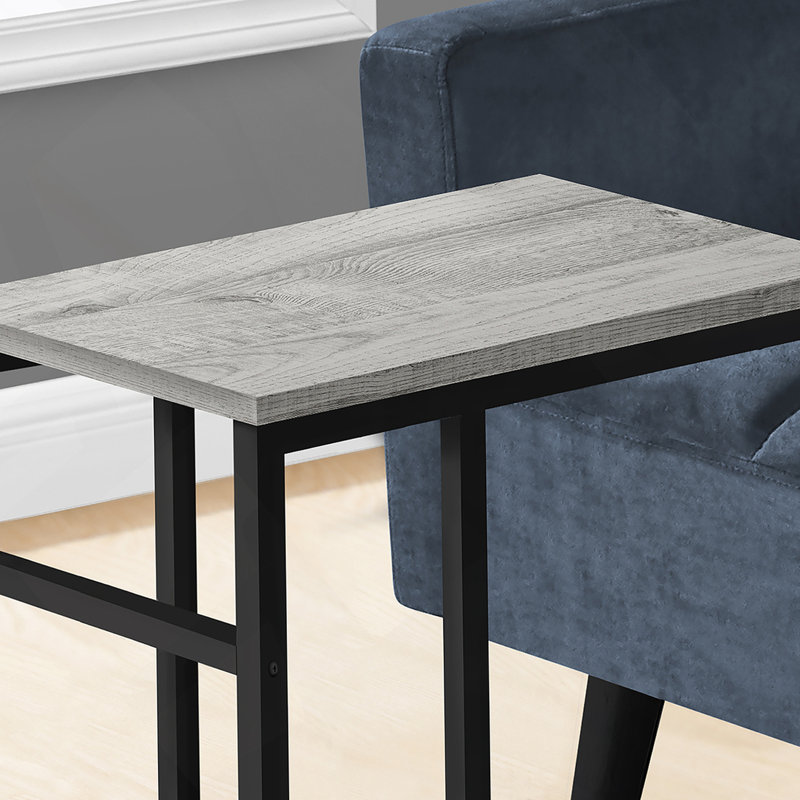 Table d'appoint, en forme de C, bout, côté, collation, stratifié brun, métal, contemporain, moderne, Gris