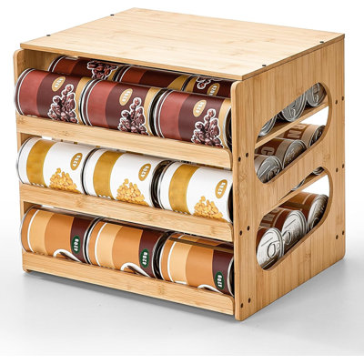 Organisateur de potage de soupe pour garde-manger, organisateurs de rangement pour garde-manger à 4 niveaux et rangement en bambou pour armoires de cuisine