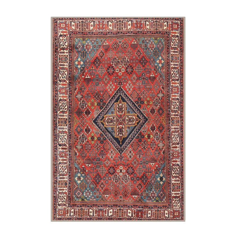 Tapis rouge/vert traditionnel, Rectangle 5 pi x 7 pi
