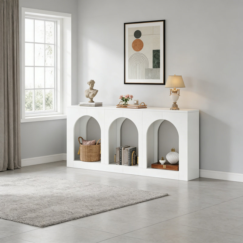 Console 70,8 po avec 3 tablettes ouvertes, vestibule ou table d'entrée en bois