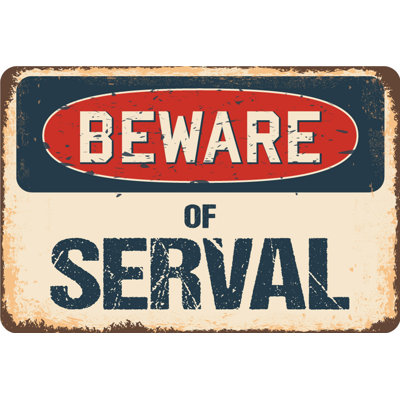 Decal-Serval_Beware Of Serval Rustic Sign Signmission Classic Rust Wall Plaque Decoration