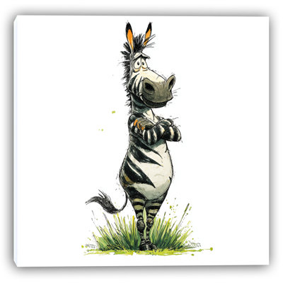 «Cheerful Zebra», art mural sur toile tendue