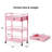 Pink Wooden Rolling Utility Trolley Cart With 1 Drawer 2 Shelves-125382716