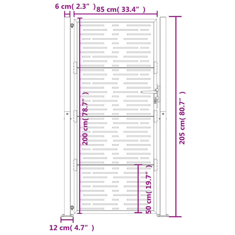 Ameliyah Garden Gate, Anthracite, 205cm H x 105cm W x 16cm D