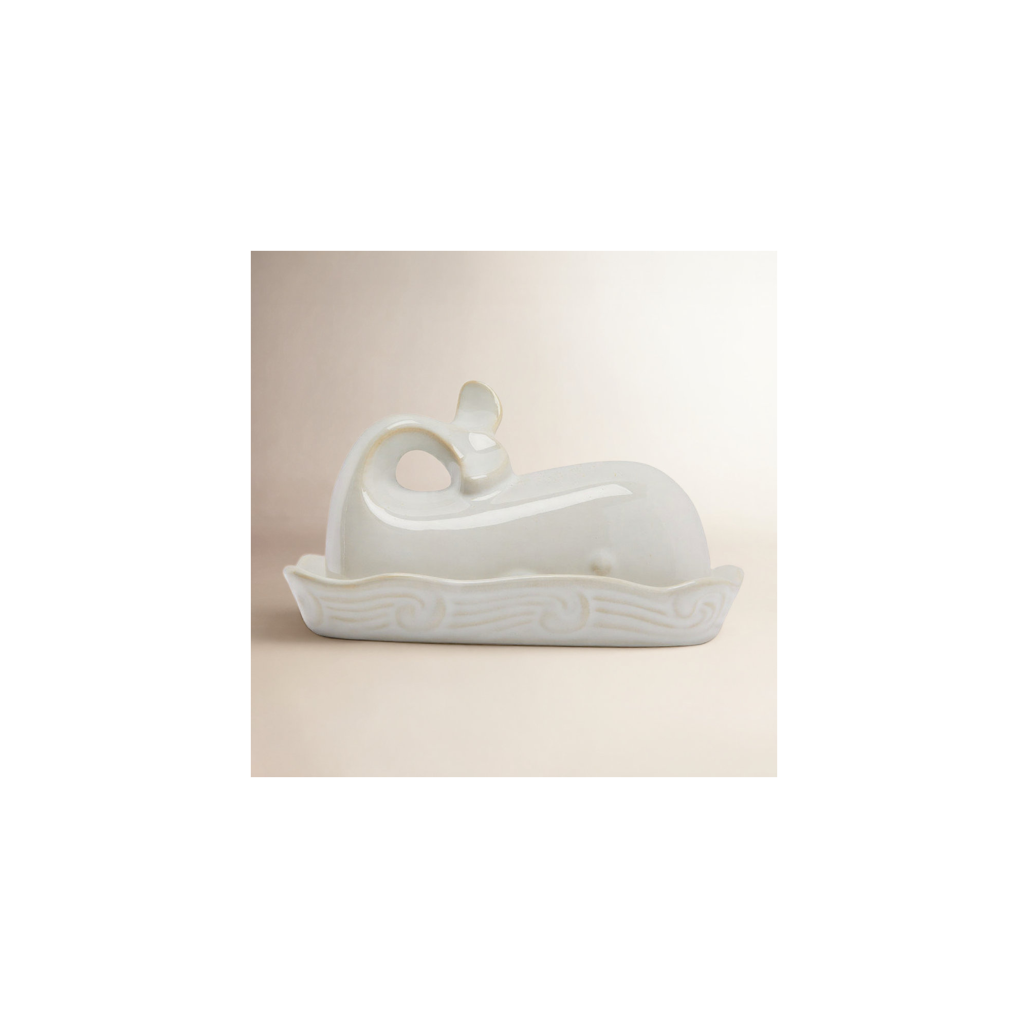 Leonida Novelty Ceramic Butter Dish, White