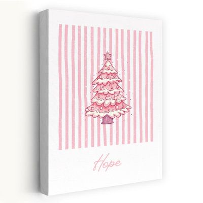 Rose, espoir de Noël fantaisiste, arbre de Noël contemporain abstrait, art mural paysage d'hiver